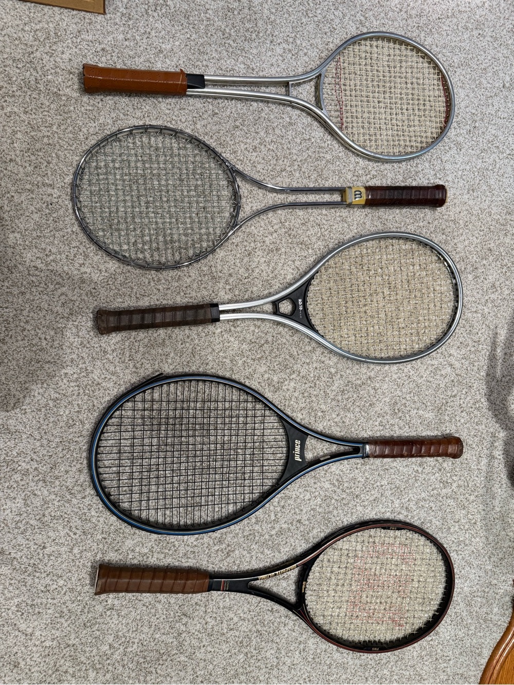 Lot of 5 Vintage Tennis Racquetball Rackets Lot Wilson Prince Metal Graphite
